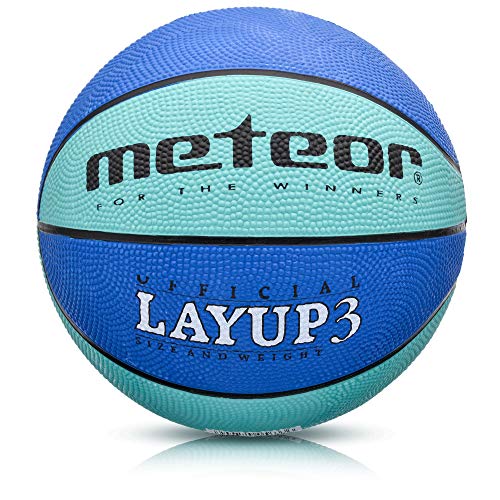 meteor Balón Baloncesto Talla 3 Pelota Basketball Bebe Ball - para niños y jouvenes para Entrenar y Jugar - Layup (3, Azul)