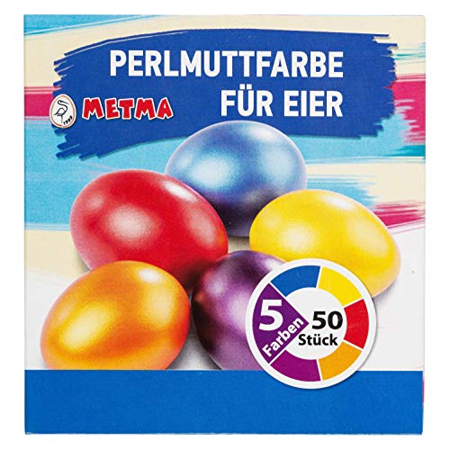 Metma B038-Pintura, 5 Unidades, Amarillo, Naranja, Rojo, Azul, Morado, con Guante, Pastillas para Colorear, Huevos de Pascua, Multicolor (B038)