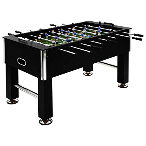 mewmewcat Futbolín Profesional de Acero Futbolín de Mesa 60 kg 140x74,5x87,5 cm Mangos Antideslizantes Negro