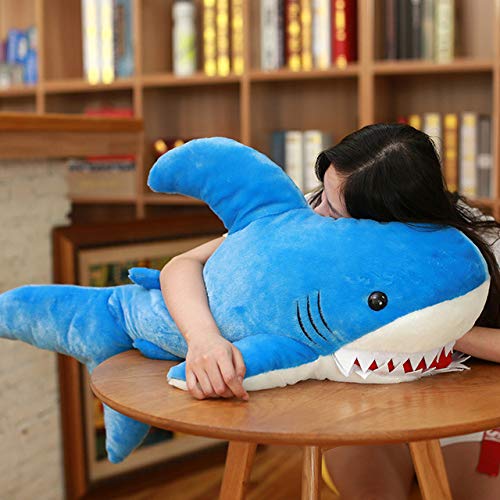 Mhtop Tiburón de Peluche de 90cm de Ike A Toy, Almohada de Felpa de Animal de Peluche Suave, muñeca de tiburón Ruso Realista para niños, cojín para niños, Juguetes Blandos Azul