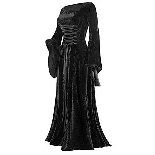 MianYaLi Mujer Disfraces Halloween Mujer Vestido para Fiesta Disfraz Halloween Mujer Vestido Retro Gótico de Cosplay de Bruja de Halloween Vestidos de Fiesta (Negro, XXL)