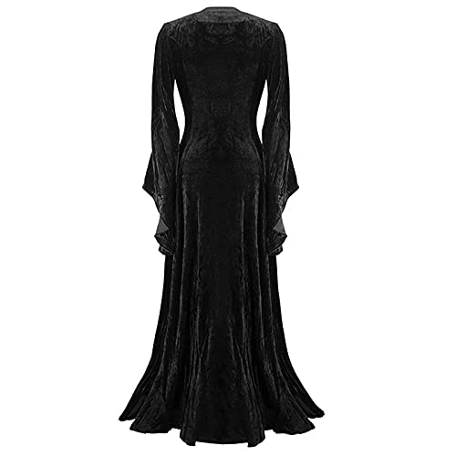 MianYaLi Mujer Disfraces Halloween Mujer Vestido para Fiesta Disfraz Halloween Mujer Vestido Retro Gótico de Cosplay de Bruja de Halloween Vestidos de Fiesta (Negro, XXL)