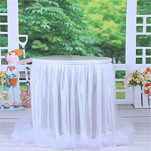 Miaouyo - Falda de tul, color blanco, tutú, decoración para mesa de fiesta, boda, bebé, ducha, niños, cumpleaños, compromiso, Navidad, candelabro, bautizo, fiesta, decoración de mesa, azul, 183 x 78cm