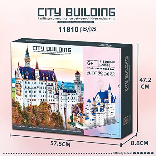 Micro Mini Bloques de Construcción Nuevo Castillo de Piedra Cisne Juego de Modelos (11810 Piezas) Regalos Famosos de Juguetes de Arquitectura para Niños y Adultos