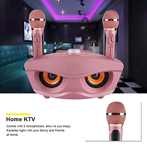 Micrófono de Karaoke Inalámbrico, Altavoz Inalámbrico de Karaoke con dos Micrófonos de 10 W, Altavoz Bluetooth KTV/ Karaoke Doméstico de 1800 mAh, para Fiesta Familiar de Cumpleaños de KTV (oro rosa)