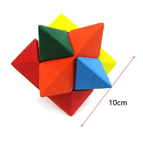 MINGZE Puzzle Madera 3D para niños, Juegos de Ingenio IQ Juguete Educativos, Juego Logica de para Niños y Adultos, Juguete para el hogar Oficina decoración ecológica Regalo (Multicolor)