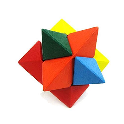 MINGZE Puzzle Madera 3D para niños, Juegos de Ingenio IQ Juguete Educativos, Juego Logica de para Niños y Adultos, Juguete para el hogar Oficina decoración ecológica Regalo (Multicolor)