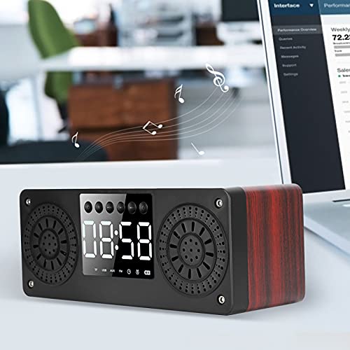 Mini Altavoz con Reloj Despertador Bluetooth de 2 Piezas, Altavoz estéreo Digital portátil con batería de 1200 mah, Almacenamiento extendido de 32 GB, Altavoz inalámbrico para Exteriores(Rojo)