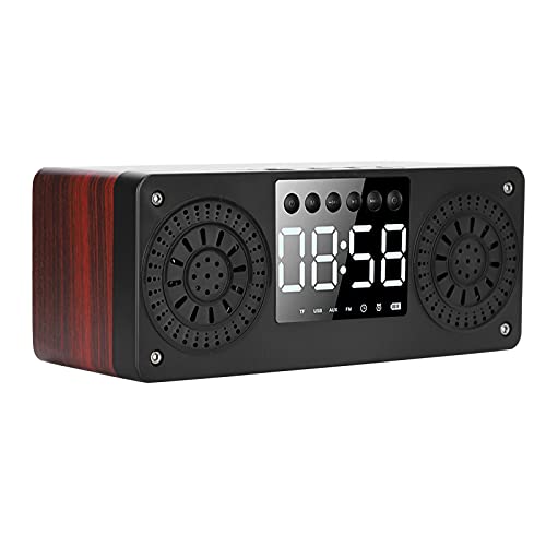 Mini Altavoz con Reloj Despertador Bluetooth de 2 Piezas, Altavoz estéreo Digital portátil con batería de 1200 mah, Almacenamiento extendido de 32 GB, Altavoz inalámbrico para Exteriores(Rojo)