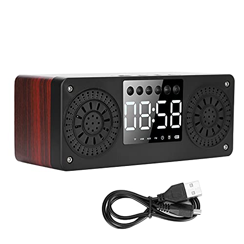 Mini Altavoz con Reloj Despertador Bluetooth de 2 Piezas, Altavoz estéreo Digital portátil con batería de 1200 mah, Almacenamiento extendido de 32 GB, Altavoz inalámbrico para Exteriores(Rojo)