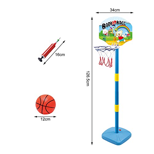 Mini aro de baloncesto, aro de baloncesto para niños pequeños, juguetes de baloncesto, aro de baloncesto portátil con bomba y soporte de altura ajustable, juguetes educativos para niños de 4 años