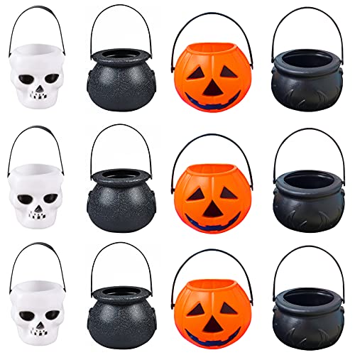 Mini Cubo Caramelos Halloween,Cubo de Dulces de Halloween,Bruja Caramelo calderos,Cubo portátil de Caramelo de Calabaza con Calavera de Halloween, Adecuado para la Fiesta de Halloween