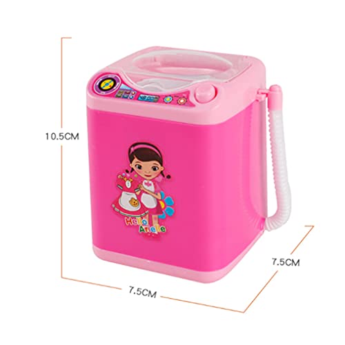 Mini lavadora de juguete, lavadora de limpieza automática de simulación, cepillo de maquillaje, herramienta de limpieza con esponja, juguete para niños, regalo (Rosa)