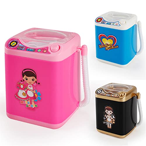 Mini lavadora de juguete, lavadora de limpieza automática de simulación, cepillo de maquillaje, herramienta de limpieza con esponja, juguete para niños, regalo (Rosa)