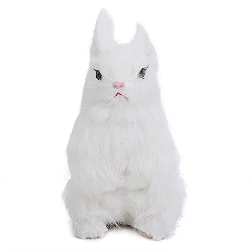 Mini realista peluche conejo realista animal de Pascua casa adorno Simulación conejo modelo suave juguete regalo (blanco)