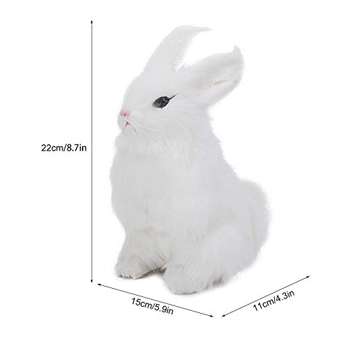 Mini realista peluche conejo realista animal de Pascua casa adorno Simulación conejo modelo suave juguete regalo (blanco)