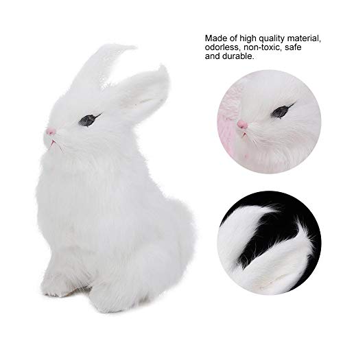 Mini realista peluche conejo realista animal de Pascua casa adorno Simulación conejo modelo suave juguete regalo (blanco)