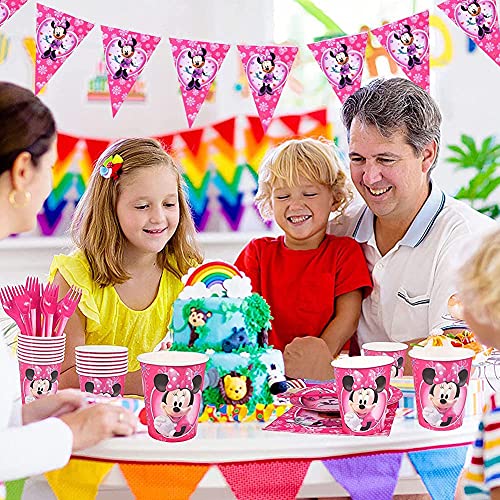 Minnie Decoraciones de Fiesta de cumpleaños, 42 Pcs Juego de Cubiertos de Minnie, Cumpleaños Vajilla Set de Fiesta Kids Birthday Mickey, Plato, Servilleta de Papel para Niños Baby Shower