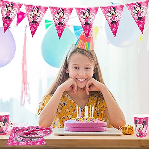 Minnie Decoraciones de Fiesta de cumpleaños, 42 Pcs Juego de Cubiertos de Minnie, Cumpleaños Vajilla Set de Fiesta Kids Birthday Mickey, Plato, Servilleta de Papel para Niños Baby Shower