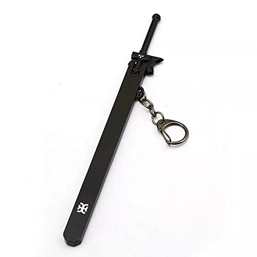 MINTUAN Sword Art Online Keychain Tung People Llavero de Metal Negro Llavero de Coche Hombres Joyería de Anime