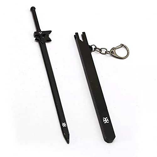 MINTUAN Sword Art Online Keychain Tung People Llavero de Metal Negro Llavero de Coche Hombres Joyería de Anime