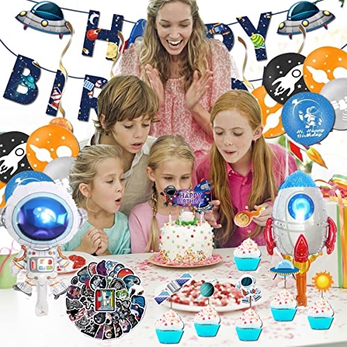 Miotlsy Espacial Cohete Temáticas- cumpleaños Decoraciones Niños Astronauta Happy Birthday Adornos Fiesta Cohete Pancarta 104 piezas Látex Globos Chico Chica