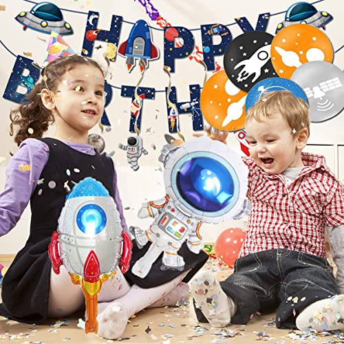 Miotlsy Espacial Cohete Temáticas- cumpleaños Decoraciones Niños Astronauta Happy Birthday Adornos Fiesta Cohete Pancarta 104 piezas Látex Globos Chico Chica