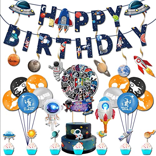 Miotlsy Espacial Cohete Temáticas- cumpleaños Decoraciones Niños Astronauta Happy Birthday Adornos Fiesta Cohete Pancarta 104 piezas Látex Globos Chico Chica