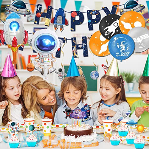 Miotlsy Espacial Cohete Temáticas- cumpleaños Decoraciones Niños Astronauta Happy Birthday Adornos Fiesta Cohete Pancarta 104 piezas Látex Globos Chico Chica