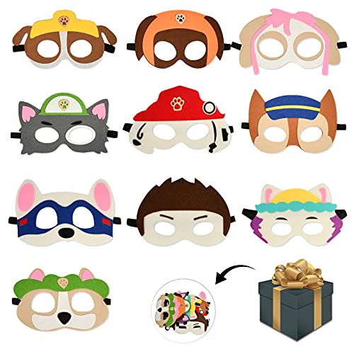 Mizijia Máscaras Niños, Animales Máscara de Perro, Máscaras de Fieltro, Máscaras de Cosplay Cumpleaños Halloween Animales Carnaval 10 Piezas