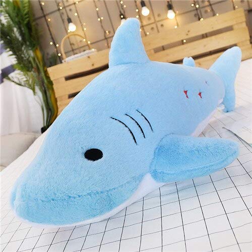 MKZHANG 50-120 CM tamaño Grande Divertido Suave mordedura tiburón Juguete de Felpa Almohada cojín Regalo para niños 120 cm Azul