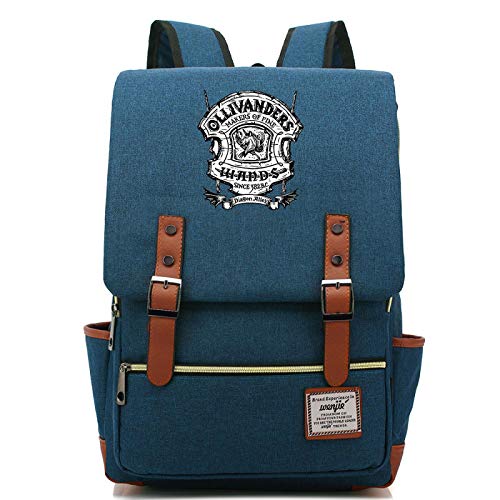 MMZ Adolescente Unisex Casual Harry Potter Mochila niños niña Lindo búho Mochila Escolar Mochila Mediana Azul Marino