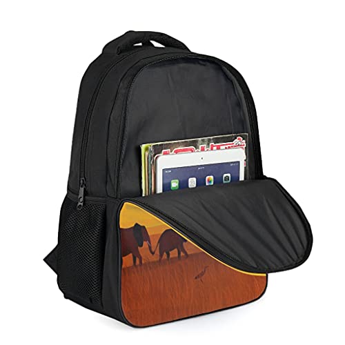 Mochila de elefante africano, para trabajo, viajes, escuela, regalos para niñas y niños y adolescentes, gris brillante., talla única,