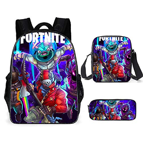 Mochila Escolar Unisex para Hombre, Mochila para Estudiantes, Mochila de Dibujos Animados de Print, Mochila Escolar con Cremallera, Bolsa de Hombro, Bolsa de lápiz, Conjunto de 3 uds.-02