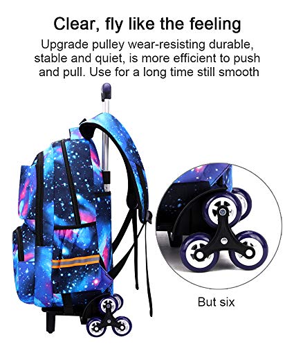 Mochila Escolares Bolsa con 6 Ruedas - Belegao Niños Niñas Adolescentes Bolsa con Ruedas Mochila Primaria Impermeable Gran Capacidad Extraíble para niños Estudiante Niños Escuela Viaje