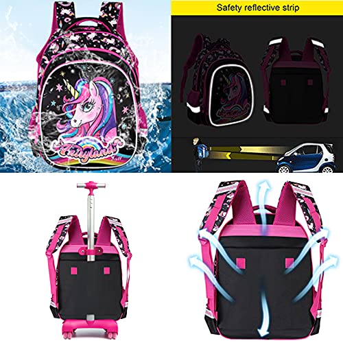 Mochila niños con Ruedas Mochilas con Ruedas para niños para niños niñas -Trolley de Ruedas para niños Mochila Primaria Bolso Impermeable de los Adolescentes