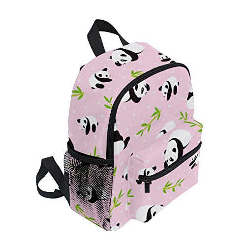 Mochila para niños, diseño de Oso Panda Dibujado a Mano para Estudiantes de niños y niñas, Correa para el Pecho Rosa Dibujos Animados 040 Talla única