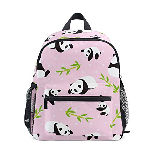 Mochila para niños, diseño de Oso Panda Dibujado a Mano para Estudiantes de niños y niñas, Correa para el Pecho Rosa Dibujos Animados 040 Talla única