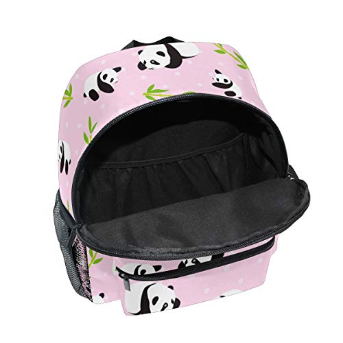 Mochila para niños, diseño de Oso Panda Dibujado a Mano para Estudiantes de niños y niñas, Correa para el Pecho Rosa Dibujos Animados 040 Talla única