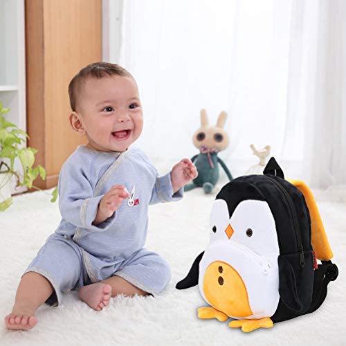 Mochila para niños ZSWQ-Mochila de Dibujos Animados para Animales Infantil Linda Mochilas para Guardería Animales 3D Suave Mochila de Felpa para Bebe(pingüino)