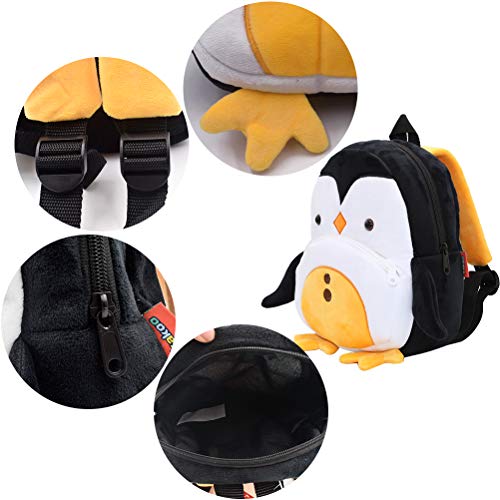 Mochila para niños ZSWQ-Mochila de Dibujos Animados para Animales Infantil Linda Mochilas para Guardería Animales 3D Suave Mochila de Felpa para Bebe(pingüino)