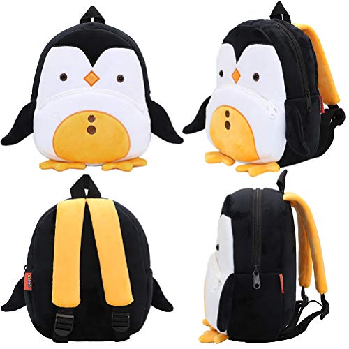 Mochila para niños ZSWQ-Mochila de Dibujos Animados para Animales Infantil Linda Mochilas para Guardería Animales 3D Suave Mochila de Felpa para Bebe(pingüino)