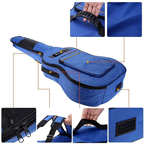 Mochila - SODIAL(R) 41" Guitarra Mochila Hombro Correas Bolsillos 5 mm Algodon Acolchada Caja Bolso del carruaje Azul