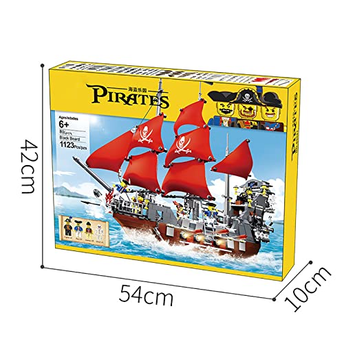 Modelo Barco Pirata, Barco Vela Blackbeard Barco Pirata, 1123 Piezas Bloques Terminales MOC Grandes, Juego Construcción Compatible con Lego Pirate Ship