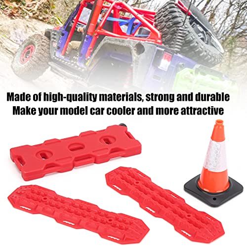 Modelo de coche, juego de tres piezas, plástico RC, escalera de arena para coche, barrera de carretera, tablero de recuperación, tanque de combustible de simulación, compatible con Axial SCX10(rojo)