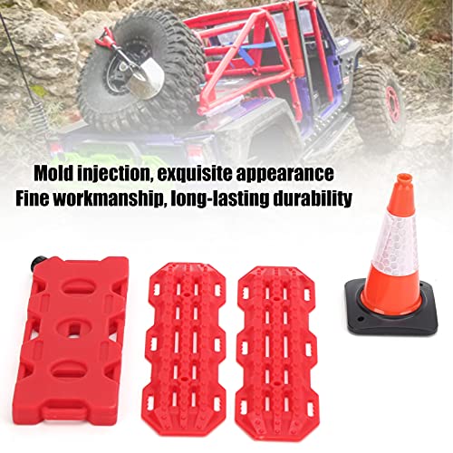 Modelo de coche, juego de tres piezas, plástico RC, escalera de arena para coche, barrera de carretera, tablero de recuperación, tanque de combustible de simulación, compatible con Axial SCX10(rojo)