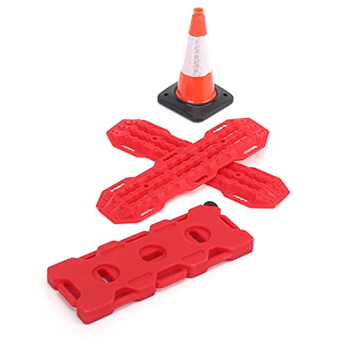 Modelo de coche, juego de tres piezas, plástico RC, escalera de arena para coche, barrera de carretera, tablero de recuperación, tanque de combustible de simulación, compatible con Axial SCX10(rojo)