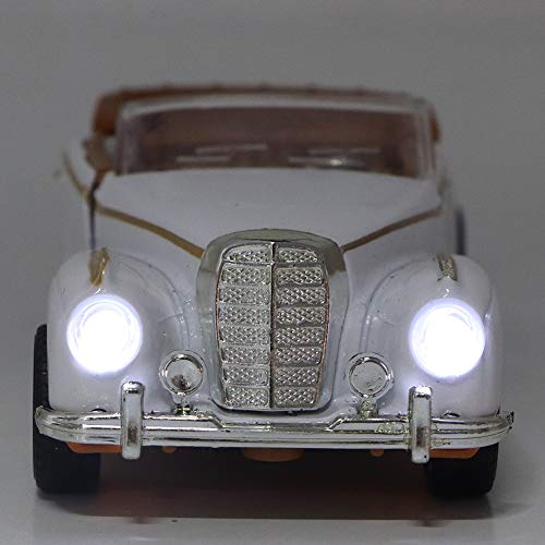 Modelo Die Cast clásico 1:36 Mini estimulación Aleación Coche clásico Roadster con luces Modelo de sonido Vehículo de juguete de regalos para niños(Blanco)