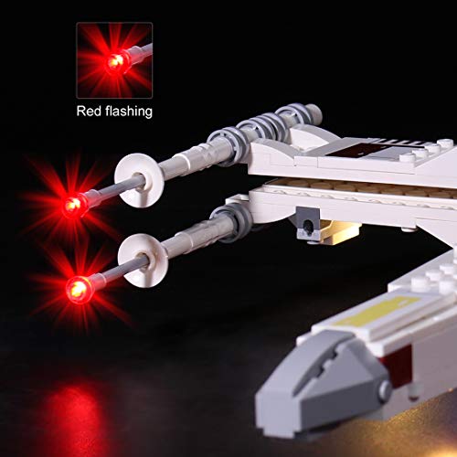 MOEGEN Conjunto de Luces (Star Wars Luke Skywalkers X-Wing Fighter) Modelo de Construcción de Bloques - Kit de luz LED Compatible con Lego 75301(NO Incluido en el Modelo) - Versión de control remoto