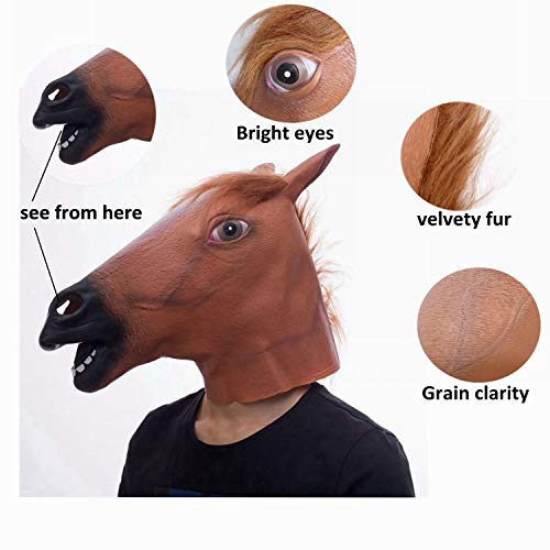 molezu Látex máscaras Marrón Caballo Cabeza Animal para Super Creepy Halloween Fiesta Disfraz Adulto